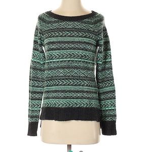 American Eagle wool green/black patterned striped wool blend sweater